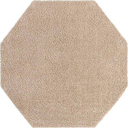 Unique Loom Solid Shag Collection Area Rug (7' 10" Octagon, Taupe)