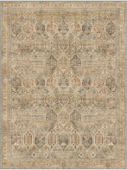 Bavni Runner Rug 2x10 Kitchen Rugs for Hallways Entryway, Washable Vintage Print Carpet, Ultra-Thin Chenille Low Pile Lightweight Rug with Non Slip Backing, Wood