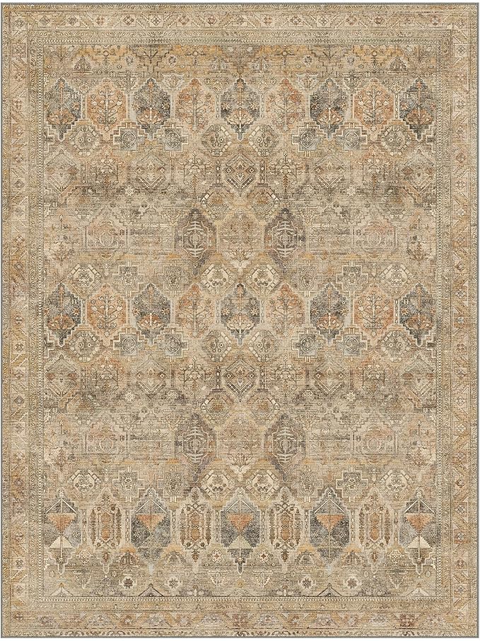 Bavni 2x3 Entryway Rug Bathroom Rugs for Front Door Bedroom Bathroom Kitchen, Washable Vintage Print Carpet, Ultra-Thin Chenille Lightweight Rug with Non Slip Backing, Wood