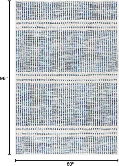 Dash and Albert Malta Blue Machine Washable Area Rug - 5' x 8' Blue Stripe Washable Accent Rug - Durable, High Traffic Areas Kitchen, Mudroom, Hallways