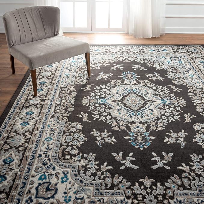 Home Dynamix Premium Sakarya Traditional Medallion Border Area Rug, Brown, 7'9"x10'8" , Rectangular