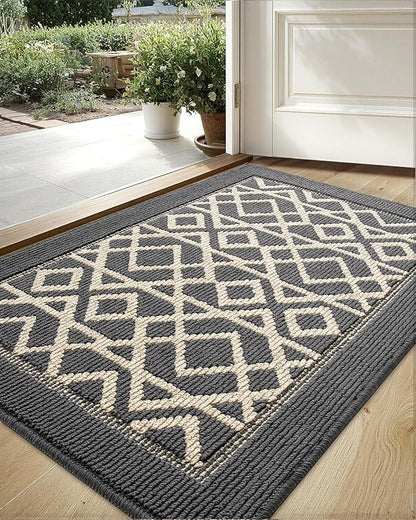 LUMI Entryway Floor Mat 24x36, Deep Mud Removal and Water Absorption, Dustproof and Wear-Resistant, Easy to Clean, Suitable for Home/Office, Dark Grey
