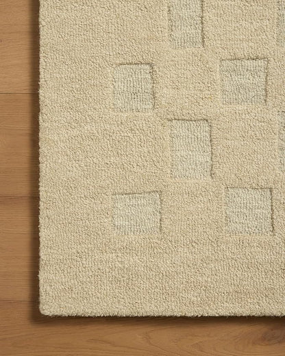 Loloi Leanne Ford Craven Collection CVN-04 Oatmeal/Dove 8'-6" x 11'-6" Area Rug Checkered, Patterned, Neutral, Living Room, Bedroom, Dining Room
