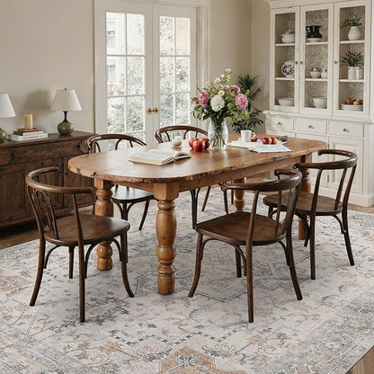 10x12 Area Rugs for Living Room, Non Slip Machine Washable Vintage Rugs, Low Pile Lightweight Print Large Rug for Bedroom, Dining Room, Home Office, Light Taupe Brown