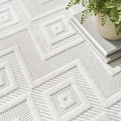 Nourison Home Versatile Ivory White 9' x Square Area Rug - Easy Clean, Non Shedding, Bed Room, Living Room, Dining Room, Kitchen (9' x Square)