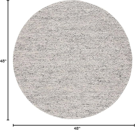 SAFAVIEH Natura Collection Area Rug - 4' Round, Light Grey & Ivory, Handmade Wool Blend, Textured Design, Ideal for Living Room, Bedroom, Dining Space (NAT620G)