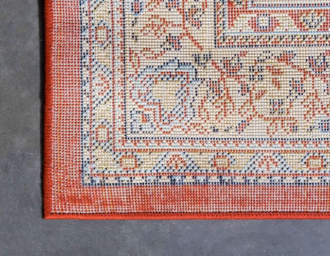 Unique Loom Reza Collection Traditional Persian Style Area Rug, 8 x 10 ft, Terracotta/Ivory