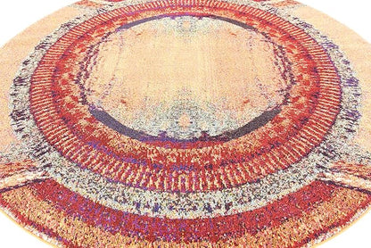 Unique Loom Estrella Collection Rustic, Distressed, Modern, Abstract Area Rug (8' 0 x 8' 0 Round, Orange/Black)