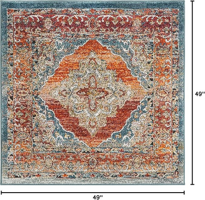 Unique Loom Isabella Collection Area Rug - Rossellini (4' 1" Square, Rust Red/ Beige)