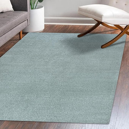 Eyely UES100S-5 Supersoft Haze Solid Low-Pile Indoor Area Rug Casual;Contemporary;Solid;Traditional, Bedroom, Kitchen, Living Room, Easy-Cleaning, Non-Shedding, 5 X 8, Light Blue