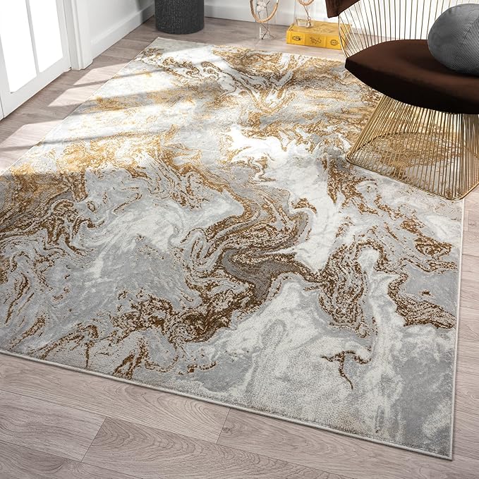 LUXE WEAVERS Marble Swirl Abstract Area Rug, Gray 8x10