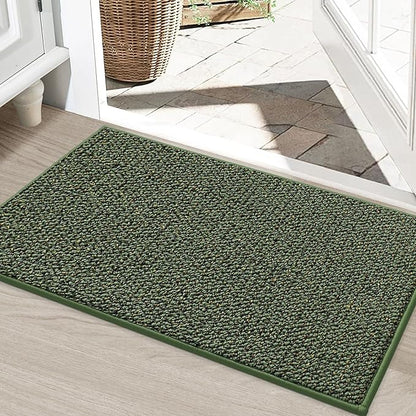 BEQHAUSE Dirt Trapper Door Mat 24" x 36", Non-Slip Washable Doormats Entrance Mat, Dirt Resistant and Absorbent Welcome Mat, Low Profile Floor Mats for Front Back Door and Entryway, Green