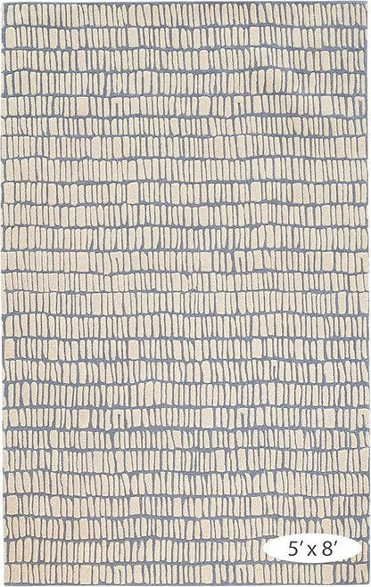 Dash and Albert Roark Pewter Blue Hand Tufted Wool Rug, Runner-2.5 X 8 Feet, Blue/Ivory Geometric Pattern - Premium Luxury Hotel Quality Soft Breathable Hypoallergenic Machine Washable Easy Care