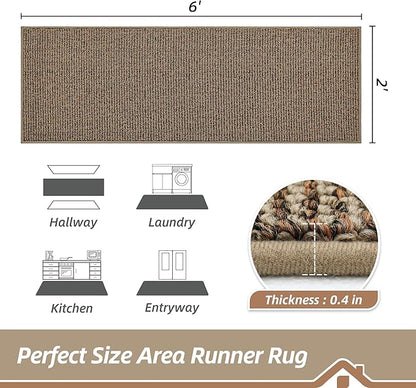 BEQHAUSE Hallway Runner Rugs 2x6, Hallway Rug Non-Slip Washable(Rolled-Up NO Creases), Runner Rug Absorbent Stain Resistant Hall Rug Carpet Runner, Entryway Rugs Floor Mat Laundry Room Rugs, Taupe