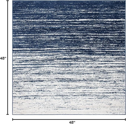 SAFAVIEH Adirondack Collection Area Rug - 4' Square, Navy & Ivory, Modern Ombre Design, Non Shedding & Easy to Clean, Ideal for Living Room, Bedroom, Office, Dining Space (ADR113N)