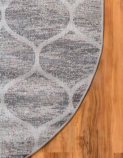 Rugs.com Lattice Frieze Collection Rug – 8' x 10' Oval Blue Multi Medium Rug Perfect for Living Rooms, Large Dining Rooms, Open Floorplans