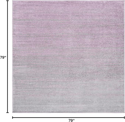 SAFAVIEH Adirondack Collection Area Rug - 6'7" Square, Purple & Green, Modern Ombre Design, Non Shedding & Easy to Clean, Ideal for Living Room, Bedroom, Office, Dining Space (ADR113V)