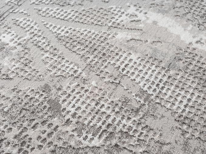 Adel Modern Area Rug for Living Room, 5x7 Rustic Distressed Abstract Gray Rug, Medium Pile Stain Resistant Carpet for Bedroom, Dining Room or Kitchen (5' x 7', Gray)