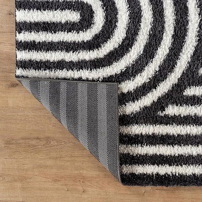 Rugshop Abstract Arch Shag Area Rug Anthracite Dark Gray 2' x 3' Ideal for Entryways, Kitchens, or Small Spaces