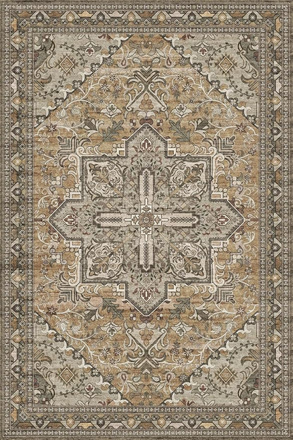 Washable Area Rug 6x9 | Non Slip Area Rug for Living Room, Bedrooms, Dining Room | Ultra-Soft Flannel Carpet Area with Rubber Backing (Light Sage Brown, 6x9)