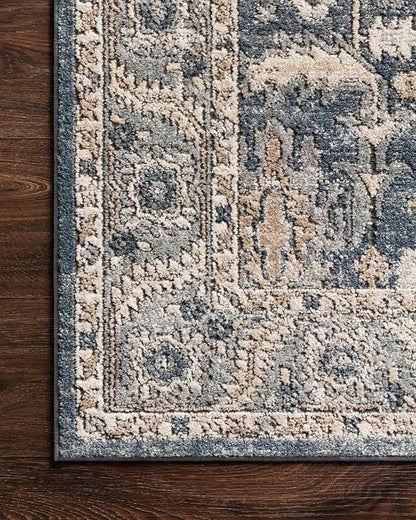 Loloi Teagan Collection TEA-03 Denim/Pebble 2'-8" x 13' Runner Rug, Large, Soft Neutral Rug, High-Traffic for Living Room, Bedroom, Home Office, Dining Area