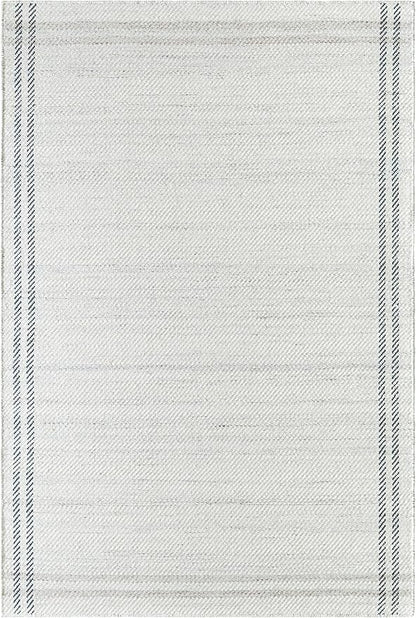 Mark&Day Wool Rugs, 4x6 Janmichael Solid and Border Gray/Ivory Area Rug, Grey Ivory Black Carpet for Living Room, Bedroom or Kitchen (3'6" x 5'6")
