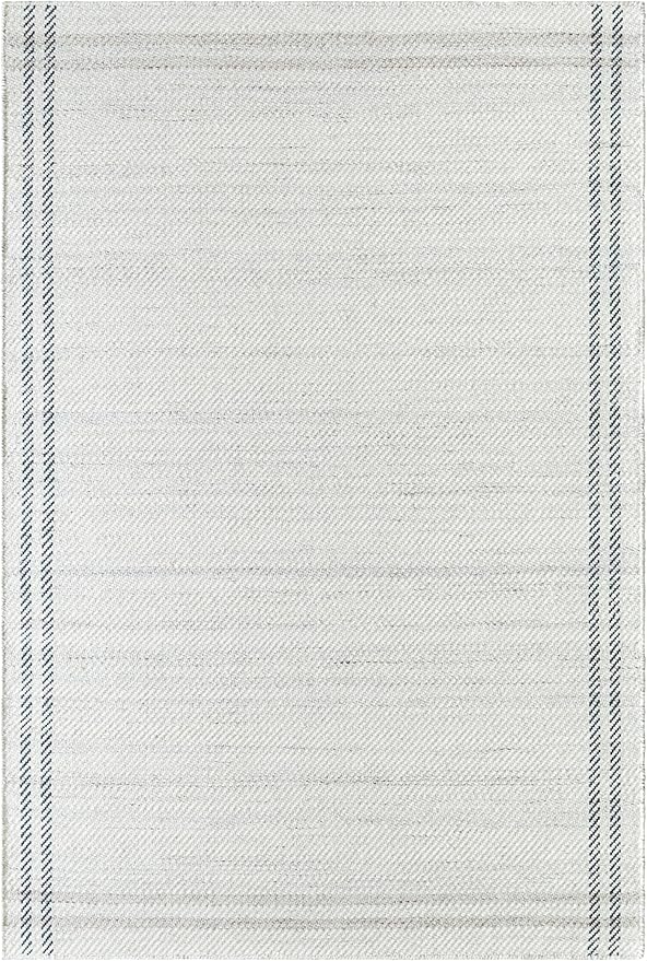 Mark&Day Wool Rugs, 2x8 Janmichael Solid and Border Gray/Ivory Runner Area Rug, Grey Ivory Black Carpet for Hallway, Kitchen, Bedroom or Living Room (2'6" x 8' Runner)
