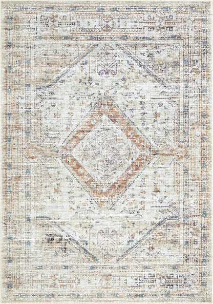 Bloom Rugs Washable Non-Slip 9' x 12' Rug - Peach/Beige Traditional Area Rug for Living Room, Bedroom, Dining Room, and Kitchen - Exact Size: 9' x 12'