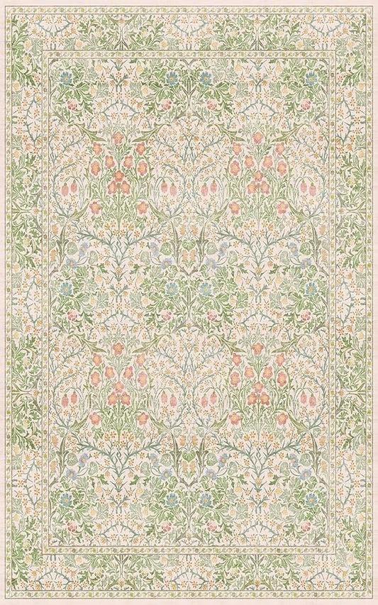 Washable Beige Green 5x8 Area Rug for Large Entryway, Living Room, Kids Room, Boy Bedroom, Playroom - Vintage Oriental Rug Low Pile Non Slip & Stain Resistance (5x8 Beige Green)
