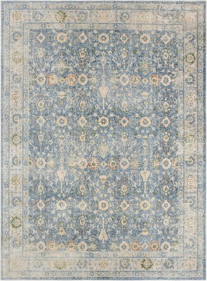 Nourison Home Astra Machine Washable Teal Beige 4' x 6' Area Rug Easy Clean, Non Shedding, Bed Room, Living Room, Dining Room, Kitchen (4' x 6')