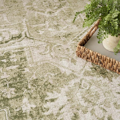 Nourison Home Astra Machine Washable Ivory Green 4' x 6' Area Rug - Easy Clean, Non Shedding, Bed Room, Living Room, Dining Room, Kitchen (4' x 6')