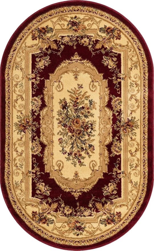 Rugs.com Chateau Collection Rug - 3' x 5' Oval Red Medium Pile Rug