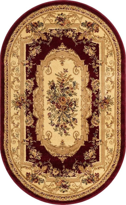 Rugs.com Chateau Collection Rug - 3' x 5' Oval Red Medium Pile Rug