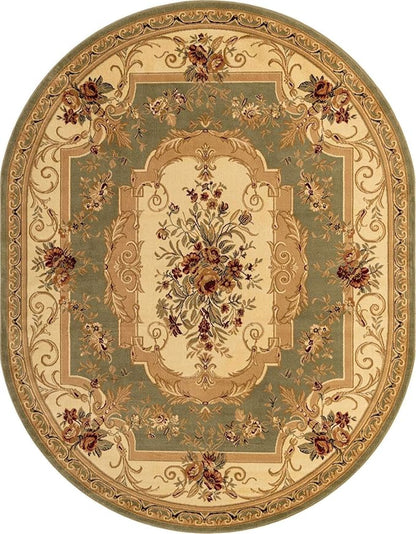 Unique Loom Versailles Collection Traditional Classic Floral Motif Area Rug (7' 11 x 10' 0 Oval, Green/Ivory)