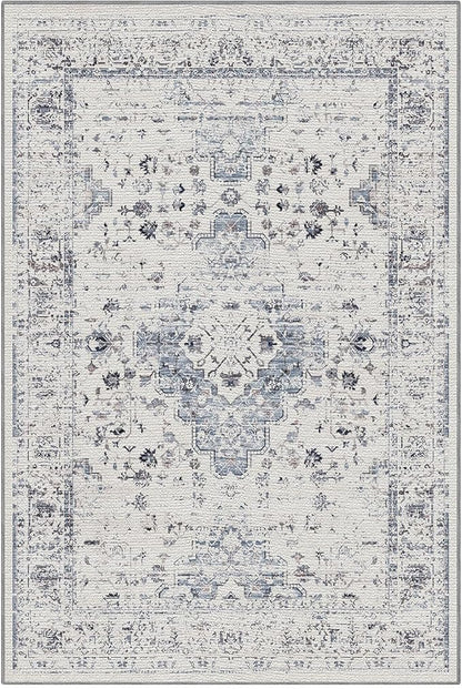 LUMI Washable Area Rug for Living Room, 10x14 Ultra Soft Traditional Rugs Non Slip with Rubber Backing, Low Profile, High Traffic, Stain Resistant Carpets, Ideal for Bedroom, Dining Room, Indoor