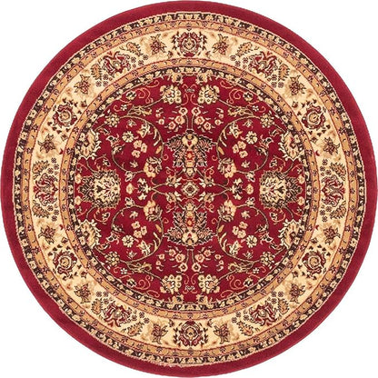 Unique Loom Sialk Hill Collection Area Rug - Washington (5' Round Burgundy/Cream)