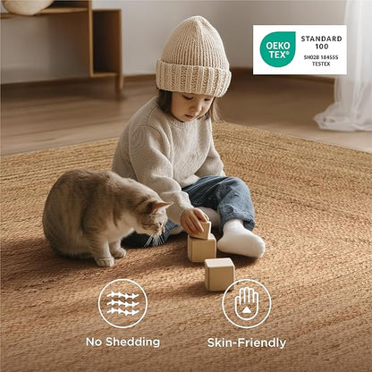Bedsure 3x5 Printed Jute Rug for Living Room, Machine Washable Rugs, Jute-Look Rug, Non-Slip Backing, Non-Shedding