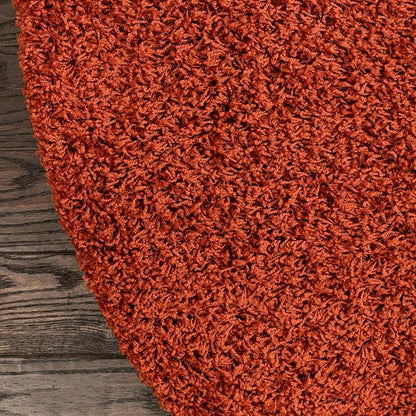 Unique Loom Solid Shag Collection Area Rug (3' 3" Round, Terracotta)