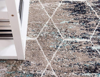 Unique Loom Trellis Frieze Collection Area Rug - Geometric (7' Square, Blue Multi/ Ivory)