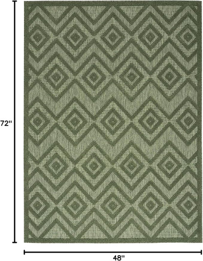 Nourison Home Versatile Green 4' x 6' Area Rug - Easy Clean, Non Shedding, Bed Room, Living Room, Dining Room, Kitchen (4' x 6')
