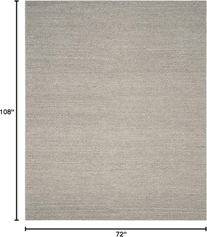 SAFAVIEH Area Rug 6x9 - Natura Collection - Silver, Handmade Wool Blend, Textured Design, Ideal for Living Room, Bedroom, Dining Space (NAT620C)