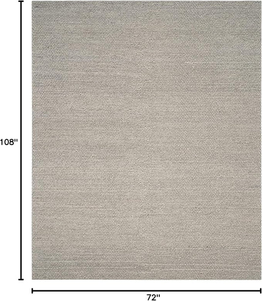 SAFAVIEH Area Rug 6x9 - Natura Collection - Silver, Handmade Wool Blend, Textured Design, Ideal for Living Room, Bedroom, Dining Space (NAT620C)