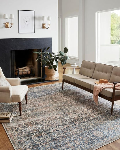 Loloi Chris Loves Julia Jules Collection JUL-06 Denim/Spice 2'-3'' x 3'-9'', .13" Pile Height, Accent Rug