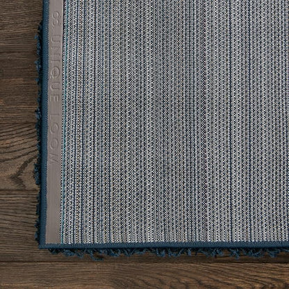 Unique Loom Solid Shag Collection Area Rug (5' 1" Square, Sapphire Blue/ Navy Blue)