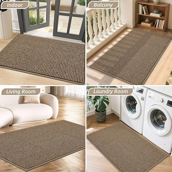 BEQHAUSE 20"x32" Entryway Rug Indoor Door Mat Non-Slip Washable, Hallway Rugs Absorbent & Stain Resist Hall Carpet Runner Rugs for Entryway, Front Door Floor Mats Laundry Room Rugs for Entry, Taupe