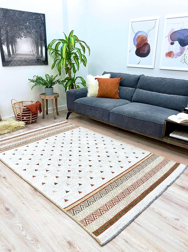 Alfa Rich 7x10 Beige Terracotta Washable Area Rugs for Living Room Kitchen Bedroom Decor Rug