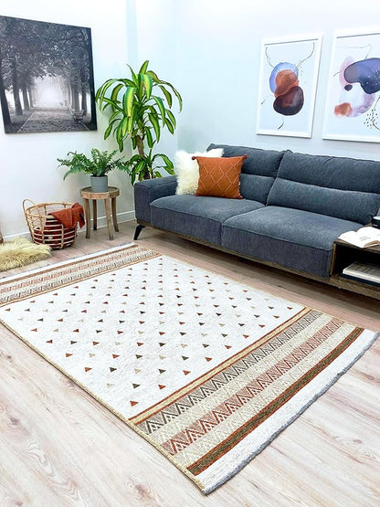 Alfa Rich 7x10 Beige Terracotta Washable Area Rugs for Living Room Kitchen Bedroom Decor Rug