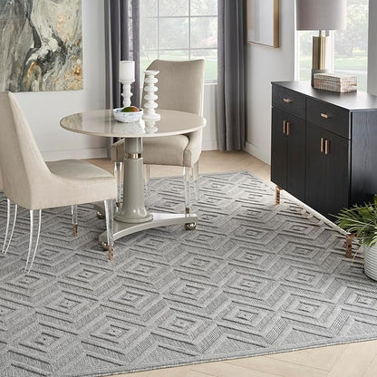 Nourison Home Versatile Silver Grey 7' x 10' Area Rug - Easy Clean, Non Shedding, Bed Room, Living Room, Dining Room, Kitchen (7' x 10')