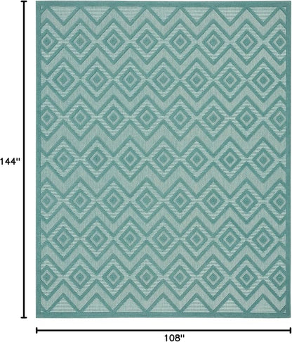 Nourison Home Versatile Aqua Teal 9' x 12' Area Rug - Easy Clean, Non Shedding, Bed Room, Living Room, Dining Room, Kitchen (9' x 12')