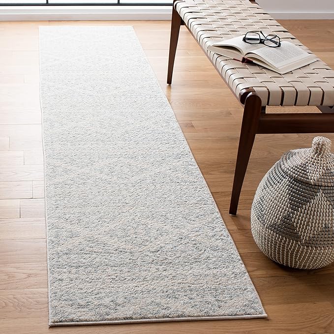 SAFAVIEH Tulum Collection Runner Rug - 2' x 9', Ivory & Light Grey, Moroccan Boho Tribal Design, Non-Shedding & Easy to Clean, Ideal for Living Room, Hallway, Foyer, Entryway, Bedroom (TUL272G)